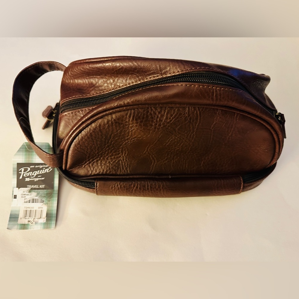 Original Penguin Toiletry Travel Bag Brown - Picture 2 of 6